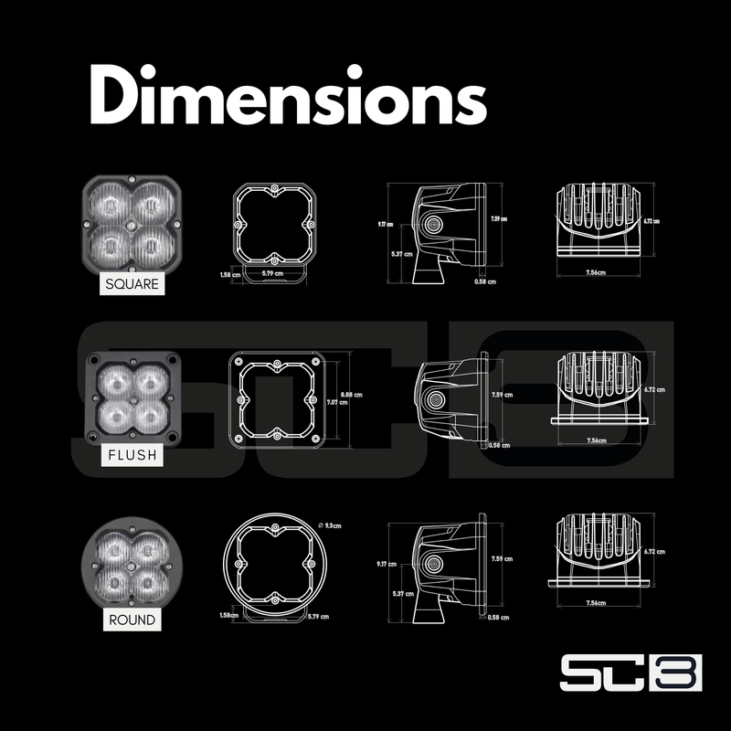 Exploras 4 Led  3 Cuadrada DRL Flood
