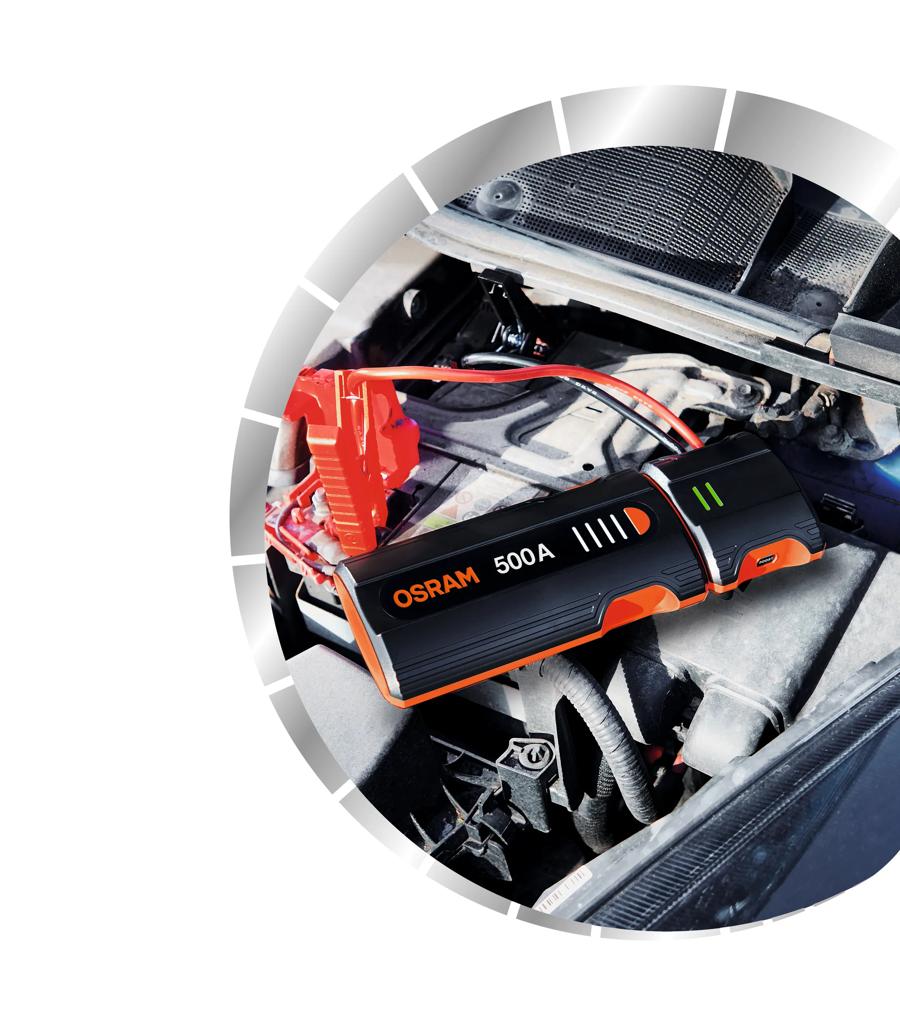 iniciador de batería, jump starter osram, arrancador portátil, cargador batería auto, osram 500A, batería 12V auto, arrancador seguro