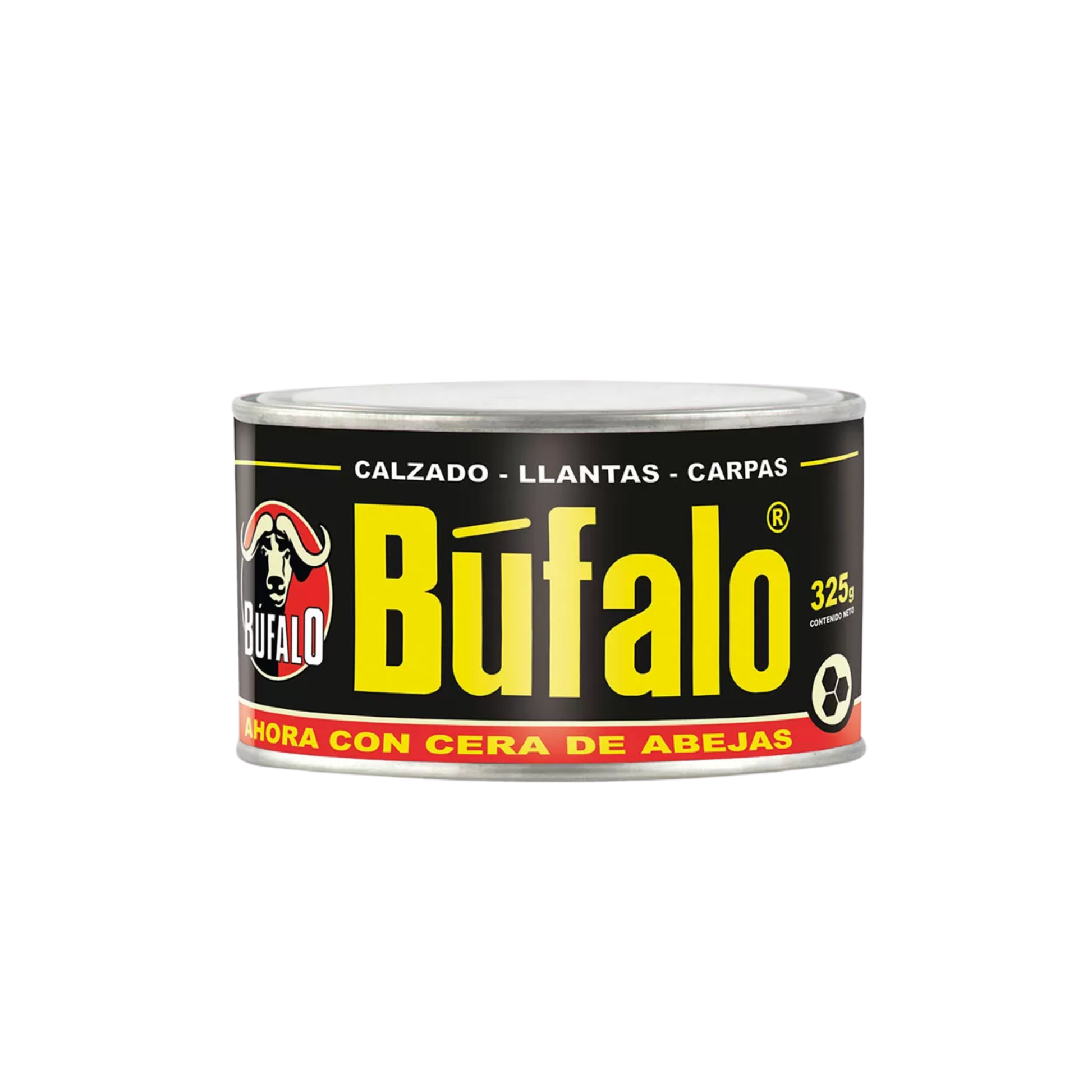 Betún negro 325 g con cera de abejas. Restaura, nutre e impermeabiliza cuero, llantas, carpas y plásticos negros. Fórmula alemana cremosa.