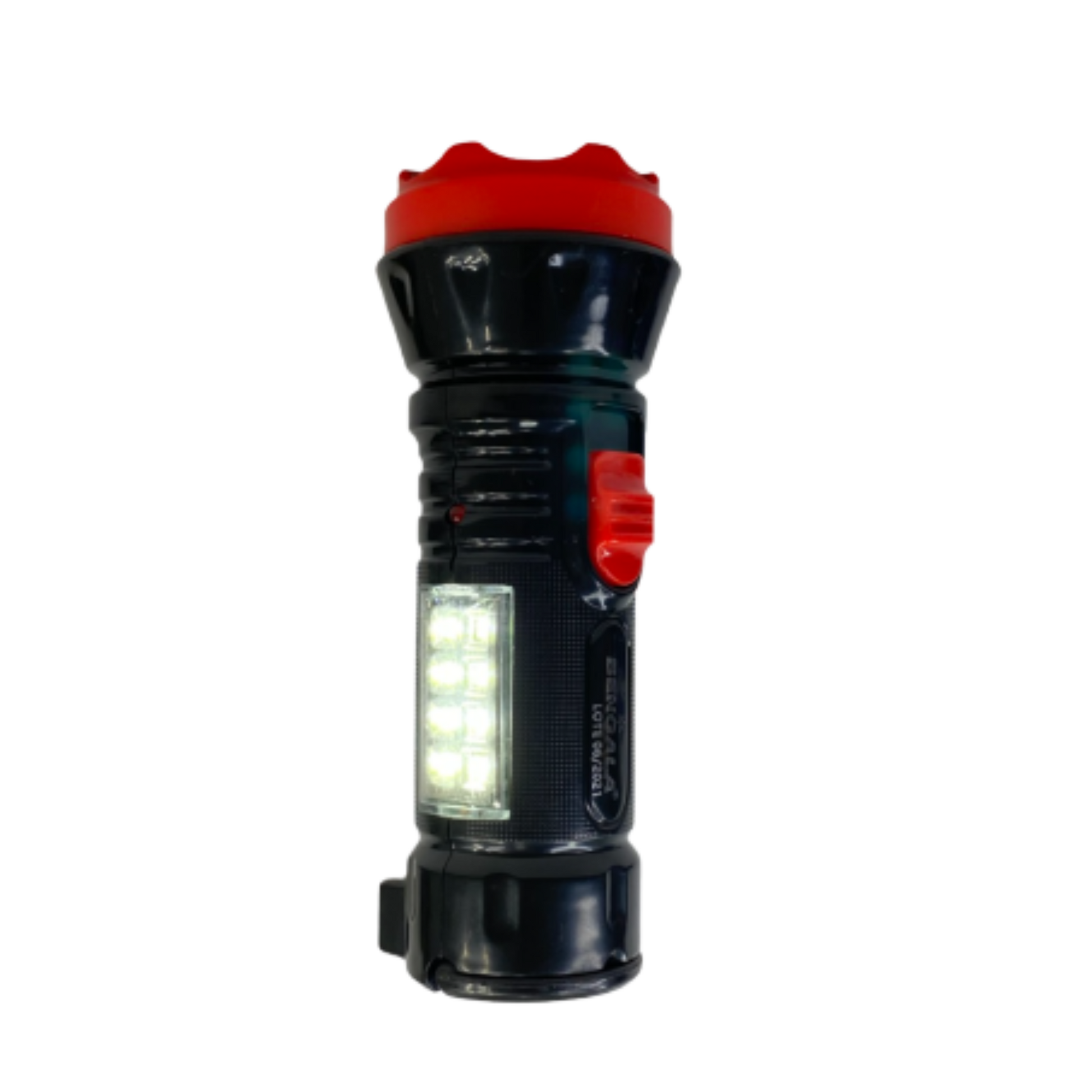 Linterna recargable con doble modo de iluminación y LED indicador de carga. Alcance de 25m, batería de larga duración y diseño compacto. Ideal para camping y más.
