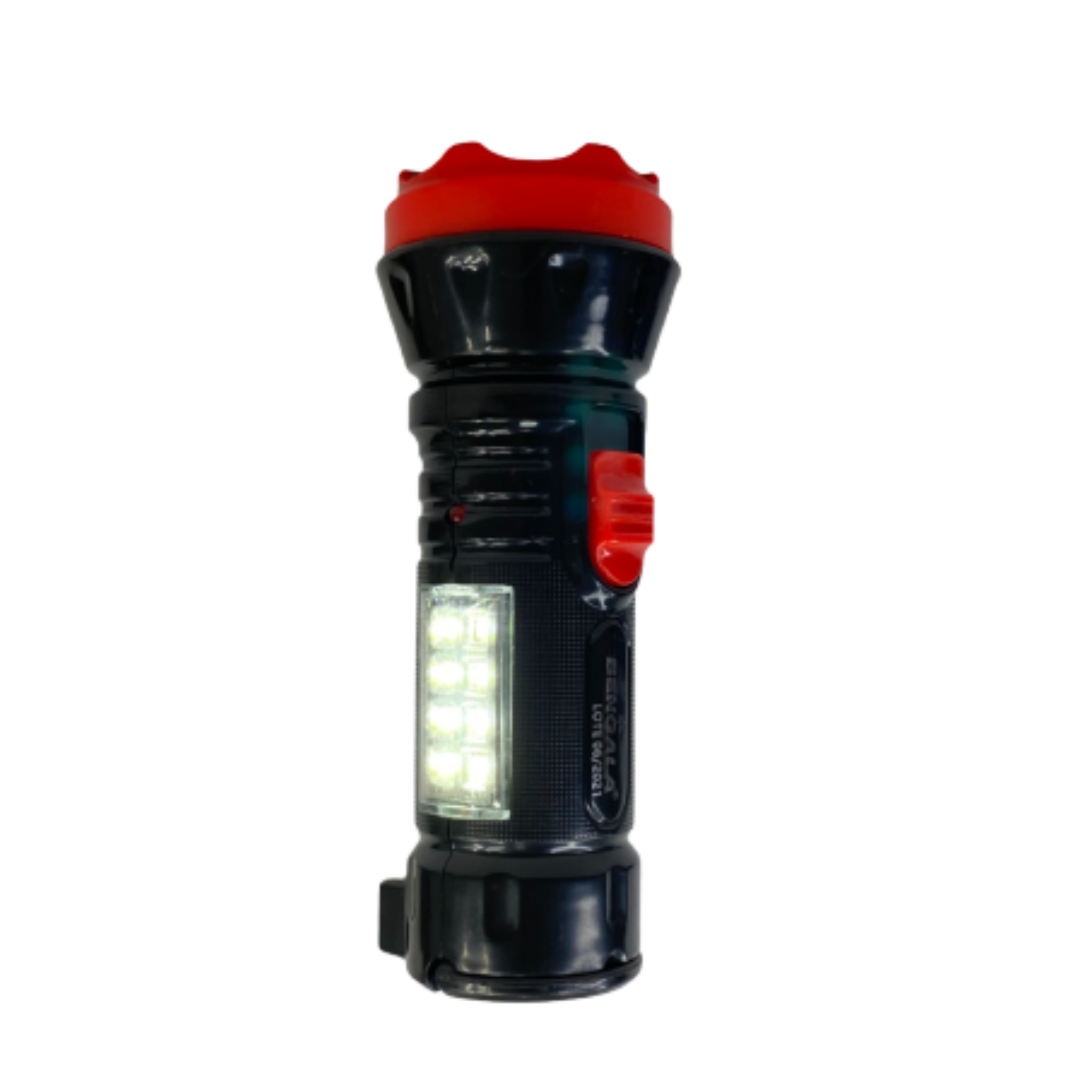Linterna recargable con doble modo de iluminación y LED indicador de carga. Alcance de 25m, batería de larga duración y diseño compacto. Ideal para camping y más.