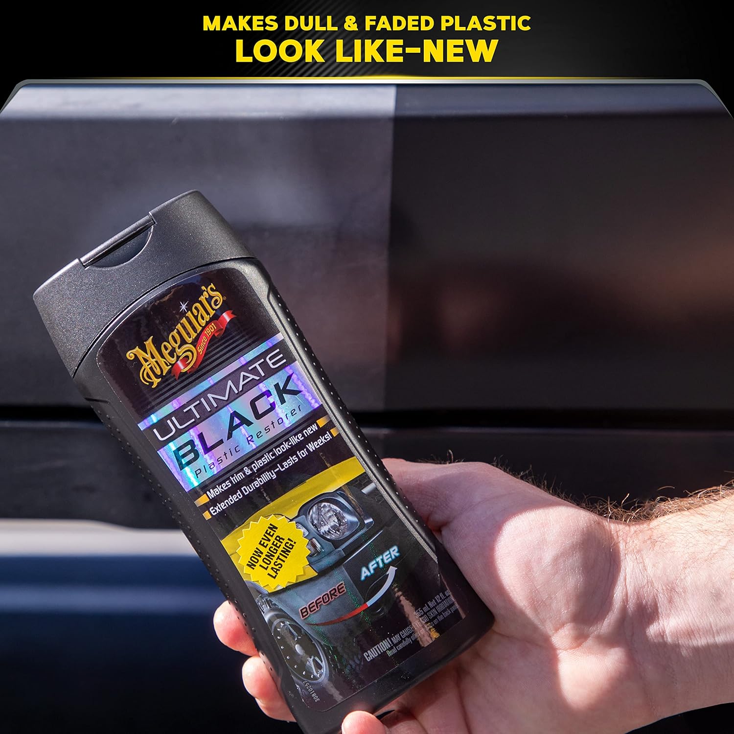 Meguiar’s Ultimate Black restaura y protege plásticos exteriores con un acabado negro brillante y duradero. Resistente a rayos UV, lluvia y lavadas.